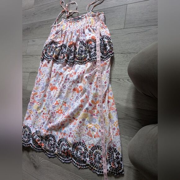 Anthropologie Antik Batik Samsa Eyelet Embroidered Floral Tiered Dress Size M - Picture 7 of 11